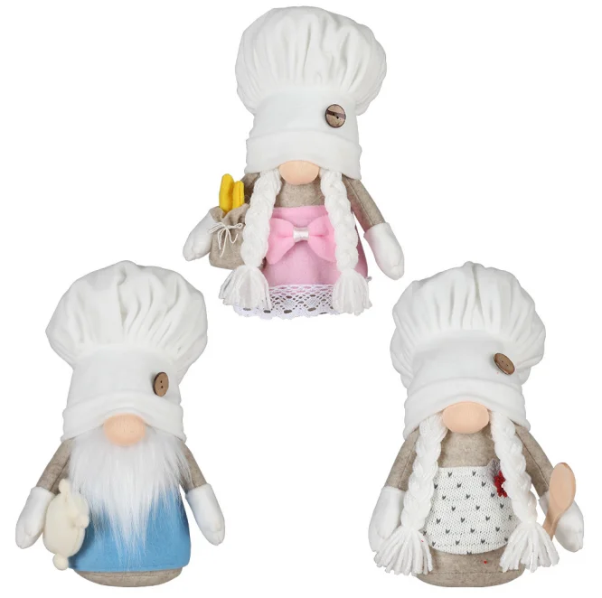 Festival Gnome White Chef Hat Doll Faceless Rudolph Handmade Scandinavian Tomte Elf Bee Day gonks Doll