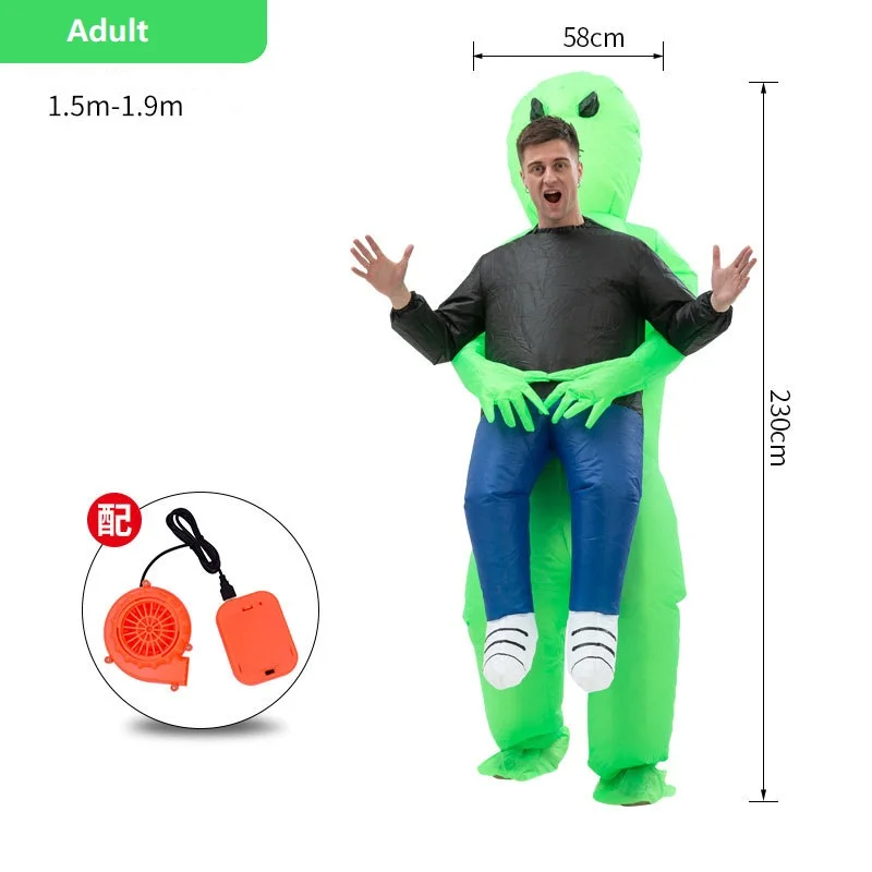 Хит продаж 2021, надувной костюм монстра для косплея на Хэллоуин и Рождество, страшный зеленый костюм инопланетянина для взрослых и детей