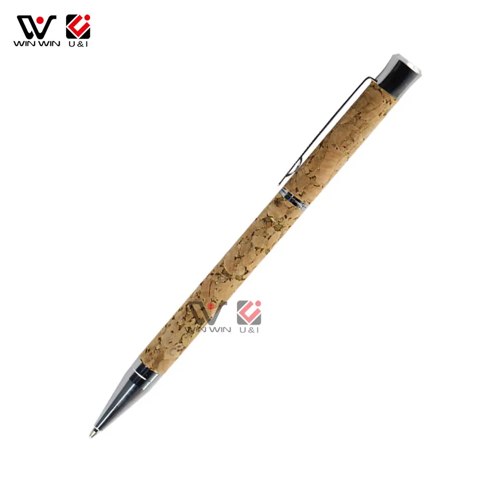 Eco-Friendly  Pen 1.0mm Refill Black Ink Pen Unique Wood Custom Logo Recycled Cork Wood Ballpoint Pens