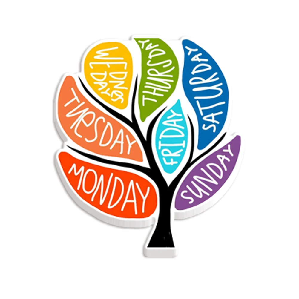 Days Of The Week Resin Planar Cards Acrylic Cabochon Craft For DIY Materials