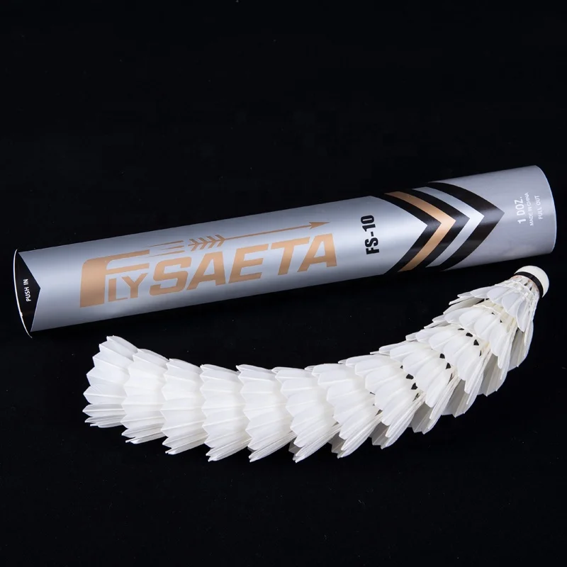 Best quality badminton shuttlecock goose feather shuttlecock FS-10  professional training aeroplane shuttlecock eg1130  AS50 OEM