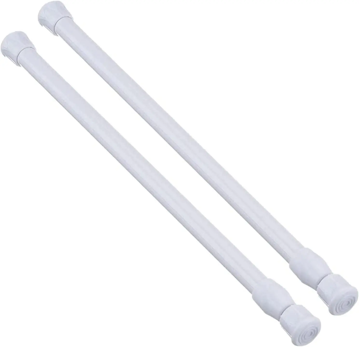 Expandable No Drilling 2pcs White Spring Tension Rod 16 to 28 Inch Small Shower Curtain Rods