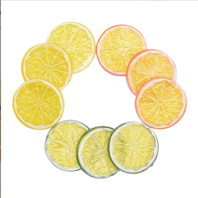 Acrylic Plastic Lucite Loose Beads 100pcs/Bag Lemon Orange Model PVC Fruit for Cake & Window Display Props Colorful Beads