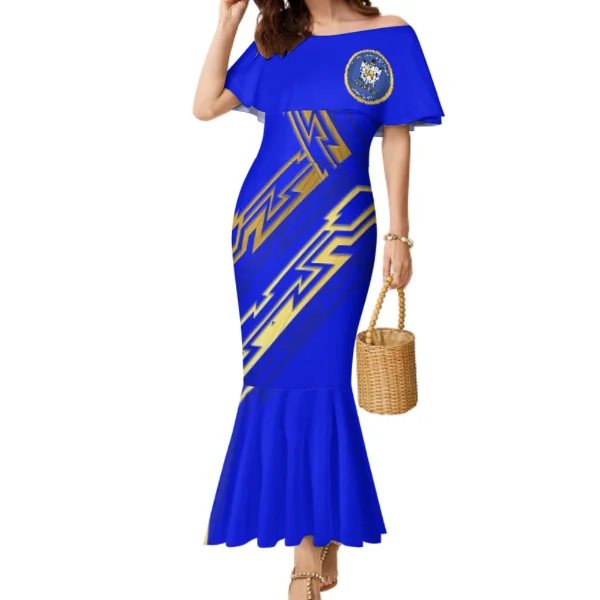 New Arrivals Sigma Gamma Rho Fraternity Design Custom Business Casual 8XL Flared Sleeve Top And Puletasi Mermaid Skirt
