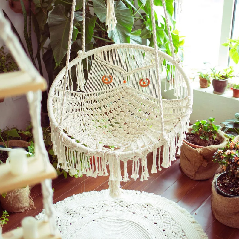 Новый дизайн, подвесное кресло-гамак Bravo в стиле бохо ручной работы, кресло-качели для макраме