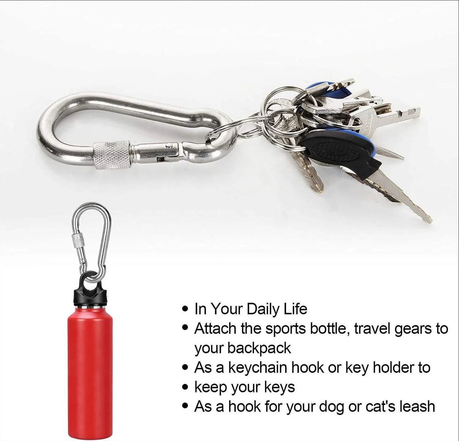 304 Stainless Steel Snap Hook With Nut Carabiner Hooks Clips Heavy Duty Marine Grade