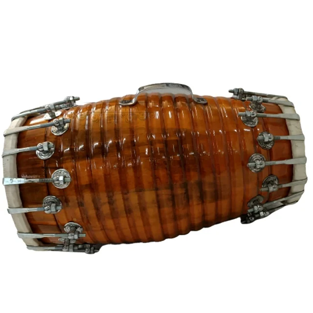 Wooden Musical Dholak Instrument Drum Nuts & Bolt With Kit Carry Bag