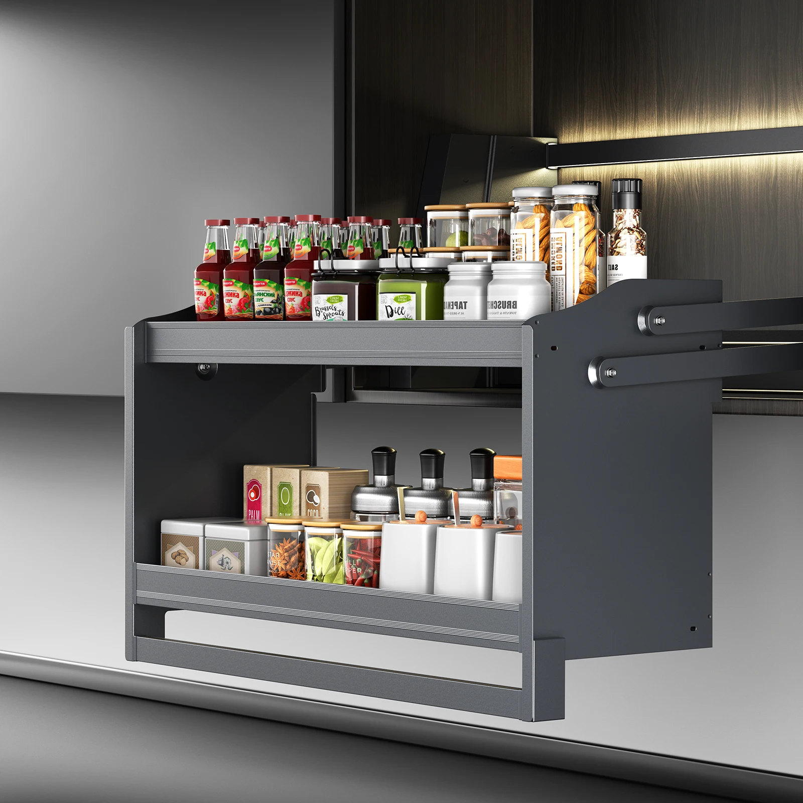 New Smart Automatic Lifting pull down cabinets lift Smart kitchen accessories  lift Touch Control pull out basket kitchen