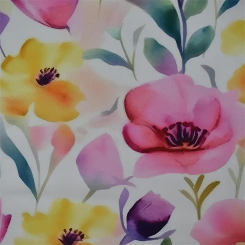 New Fashion 100% Polyester Tulle Fabric Weave Colorful Rose Print Chiffon Fabric For Garment