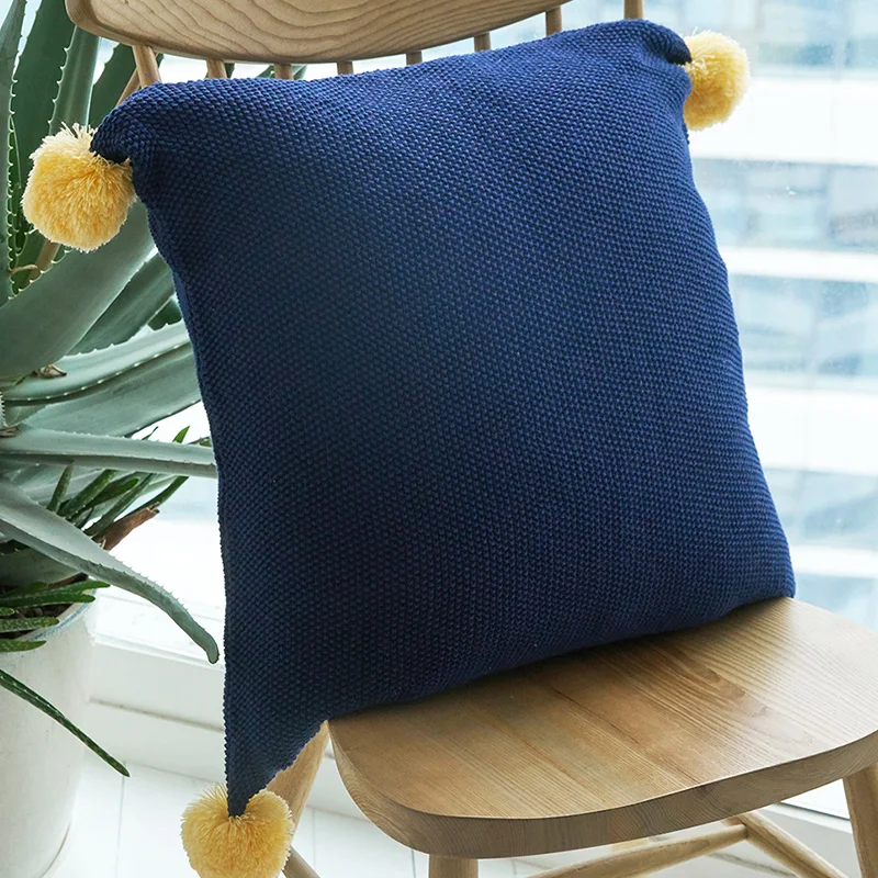 Yw  Soft 100% Cotton Custom Knit Decorative Crochet  Knitted Throw Baby Cushion Pillow Case Cover
