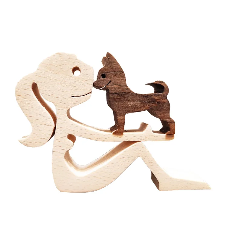 New 2022 customer wood table crafts dog home decoration wood carving creative decoration  fun wood toy