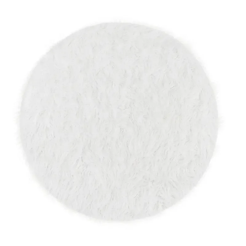 Customized pattern white plush faux fur Christmas tree decorations Silver gold Snow Tree Skirt for Protection Mat