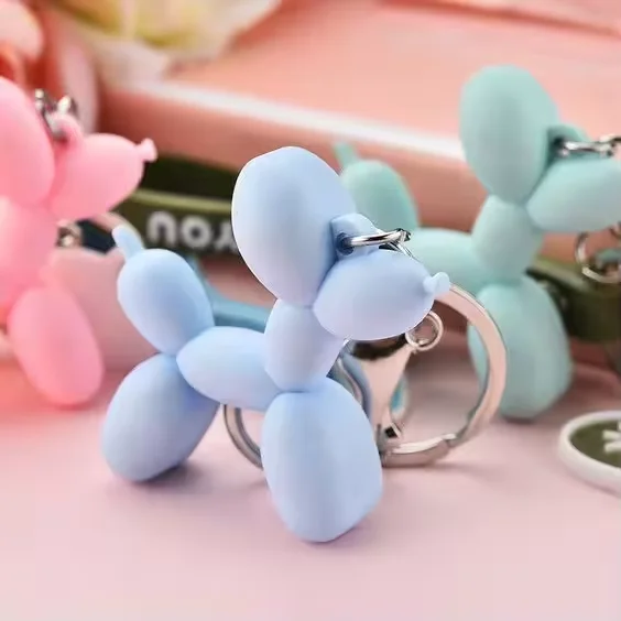 Custom logo Fashion Keychain Balloon Dog Soft Rubber Dog Keychains for Women Bag Pendant Key Ring Key Chain