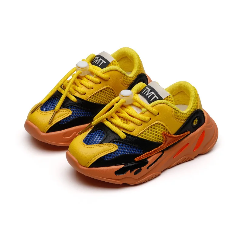 Модная кожаная разноцветная детская повседневная обувь на липучке для мальчиков