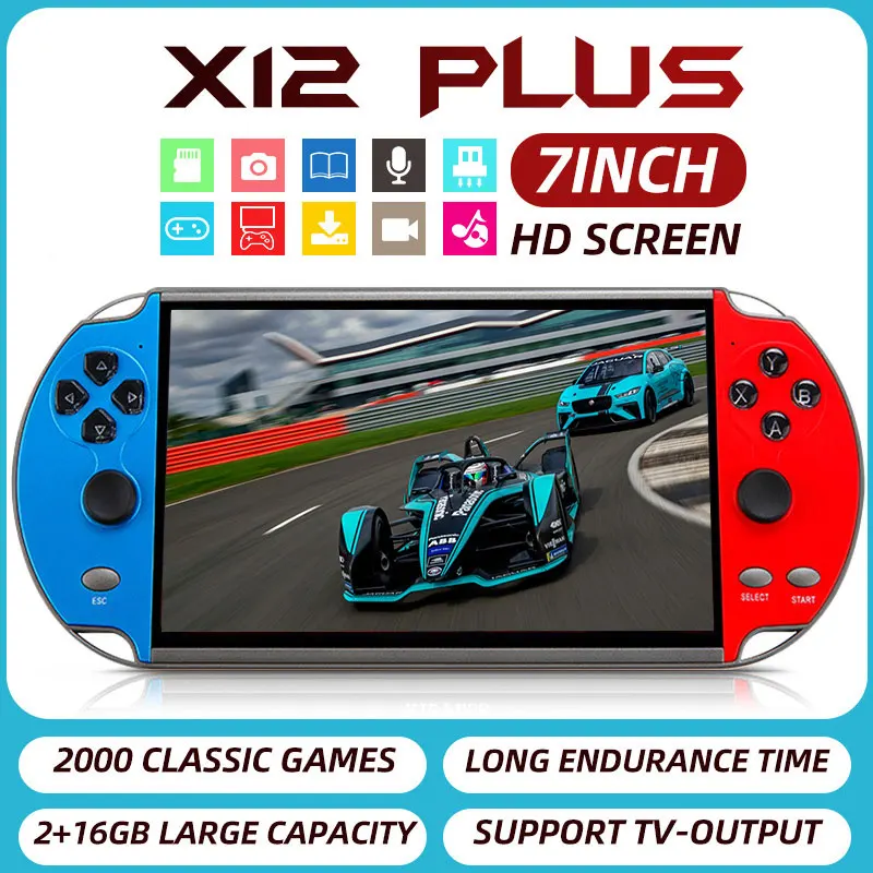 Завод питьевой x12 плюс 7 дюймов 16 Гб Consola x12plus Ретро ручной игровой плеер x 12 видеоприставка