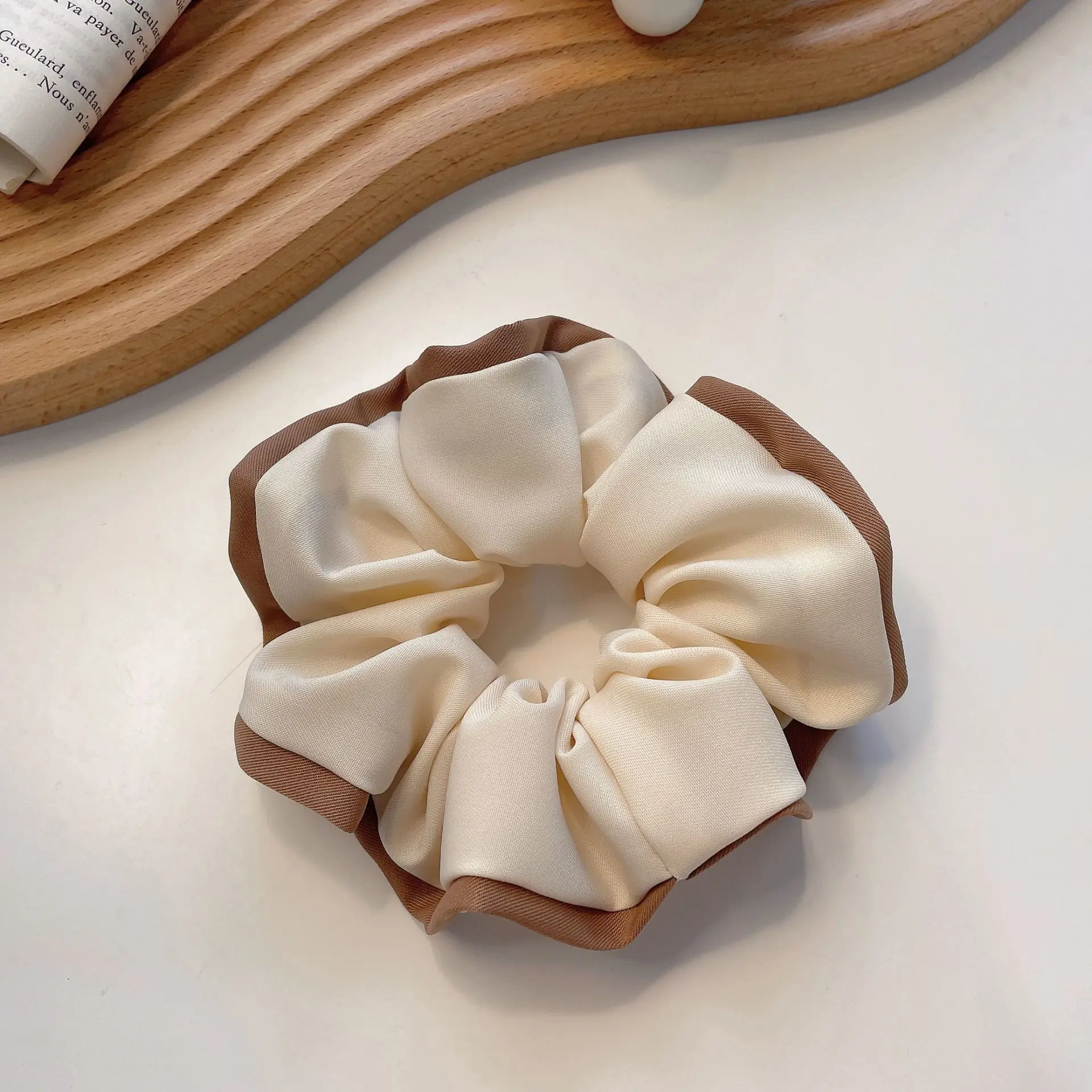 Korean style coffee color edging large intestine ring hair hoop cute girl pony tail holder scrunchies accessories