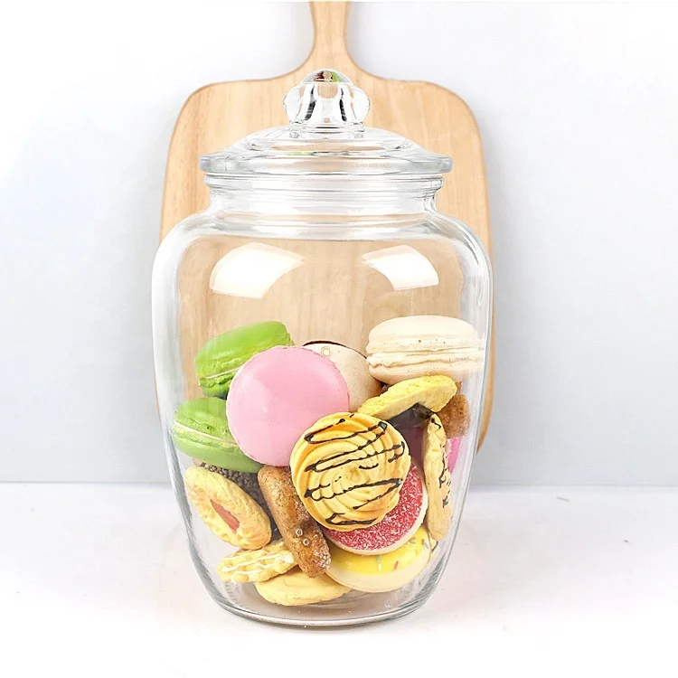 2200ml clear Home deco glass pasta nuts dry food storage canister jar with hermetic lid