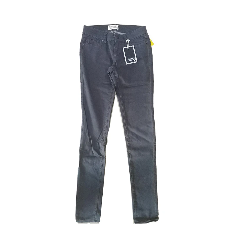 
Wholesale ladies denim pants black solid colored skinny stretch plus size women jeans 