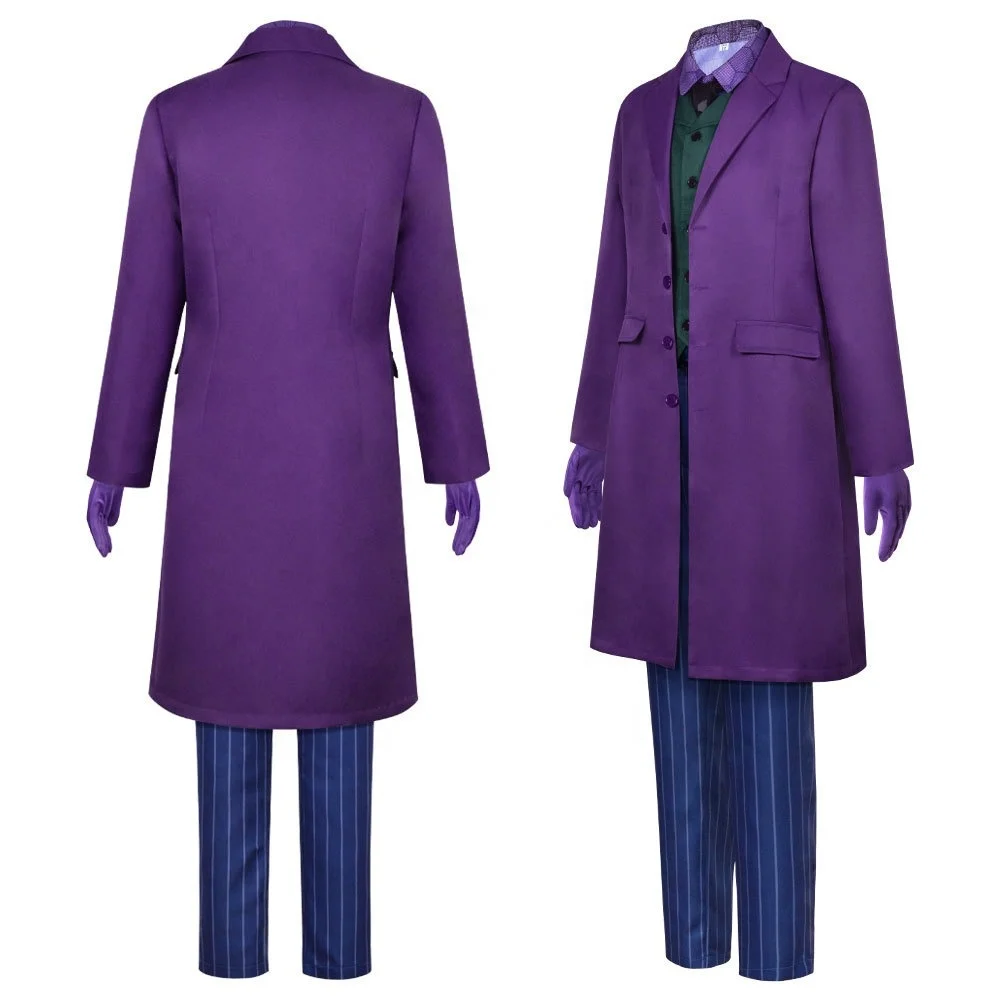 Halloween Clown Costume Dark Knight Heath Ledger Joker Man Costume With Suit Jacket Cosplay