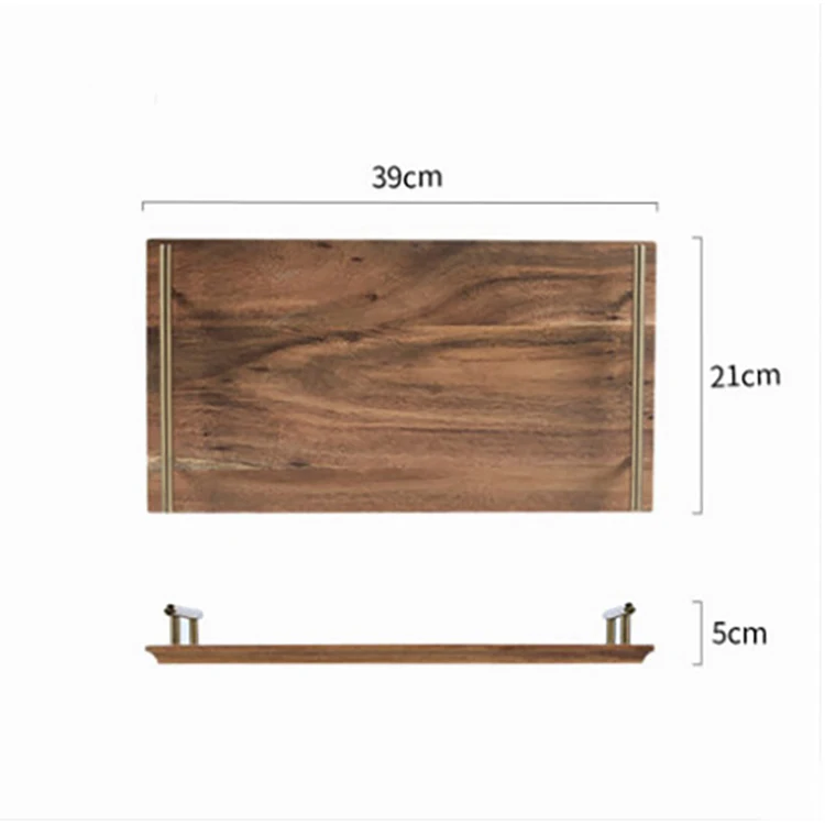 Factory Suppliers Nordic wooden tray creative rectangular acacia Wooden Serving Tray with metal handles