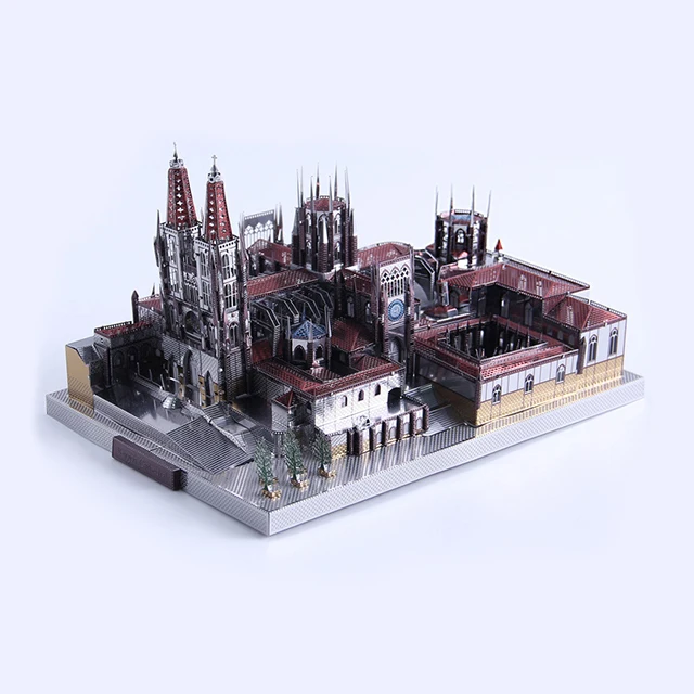 Spain Burgos Cathedral Architecture 3D Metal Puzzle DIY Assemble Model Kits Laser Cut Jigsaw Toys