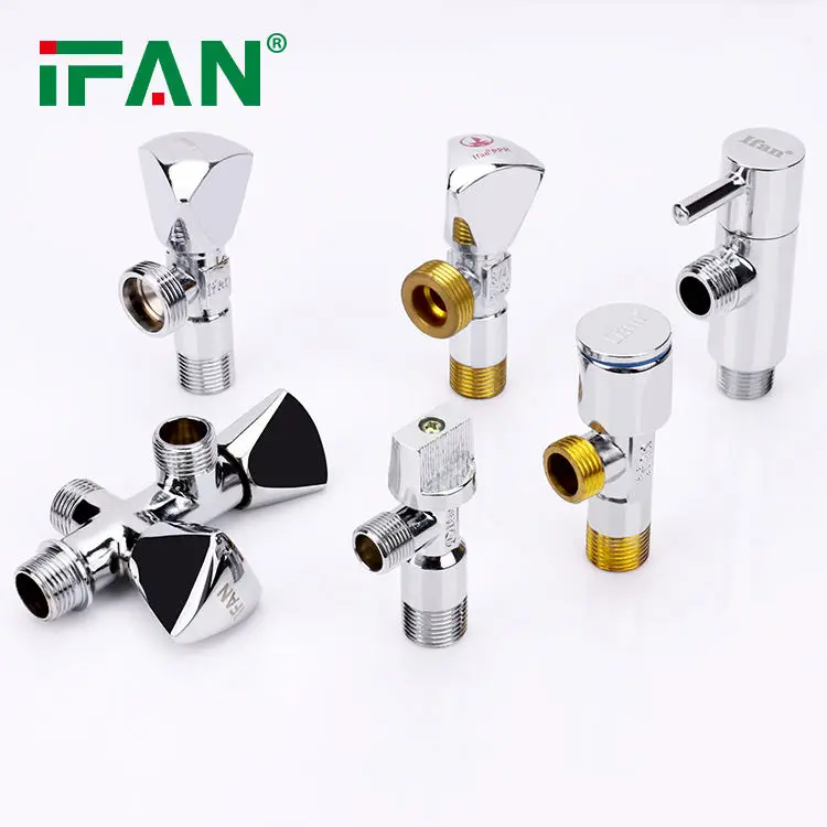 IFAN Two Way Water Angle Cock Valve 1/2 Inch Bathroom Basin Water Angle Stop Valve Brass Angle Valve