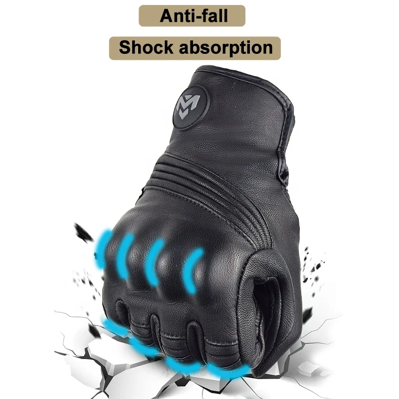 Vintage Motorcycle Gloves Leather Touch Screen Motorbike Motocross Riding Racing Outdoor Breathable Biker Protective Gear Gloves