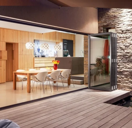 AAMA NFRC Customized Waterproof Aluminum Folding Doors Tempered Glass Bifold Patio Door Aluminium Exterior