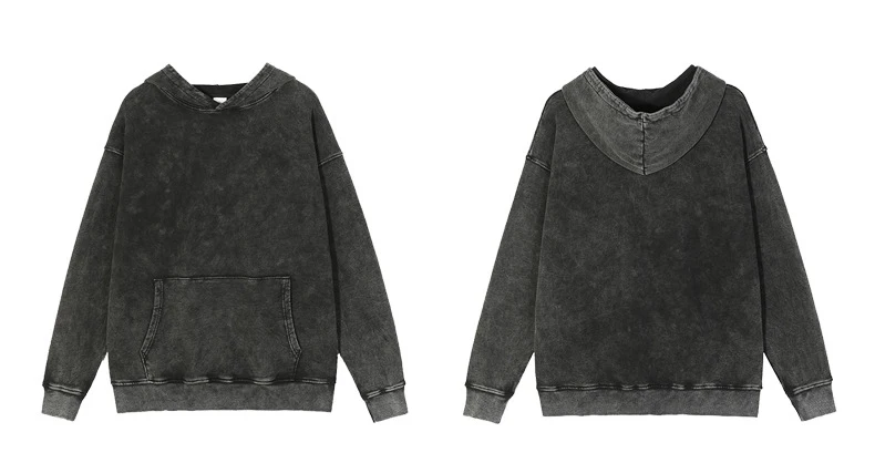 Men Personality Hooded Sweatshirts  Distressed Taded Vintage Streetwear Trendy Big Pocket Pullovers Clothing