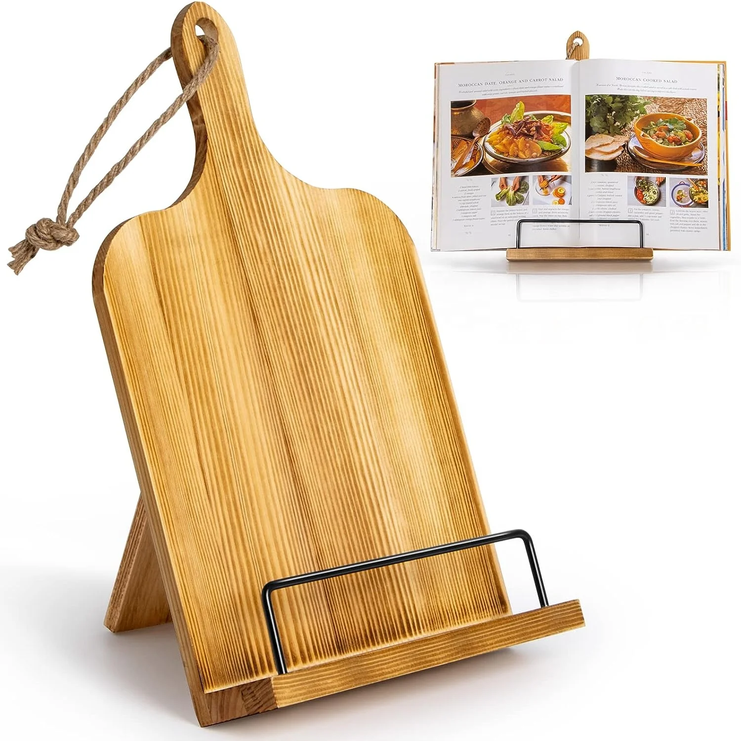Adjustable holder wood cookbook stand display holder for kitchen counter
