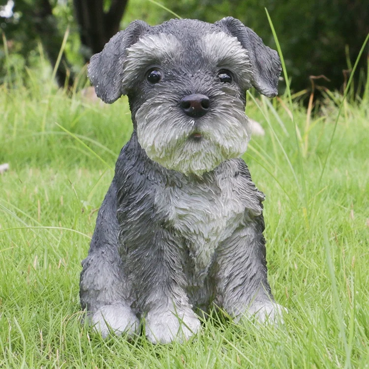 Custom design realistic polyresin dog decoration garden miniature schnauzer