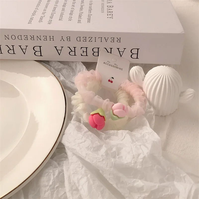 ShangHai Pink And Tender Peach Blossom Duckbill Clip Hairpin Headdress Sweet And Cute Flower Hairpin Girl Bangs Broken Hair Clip