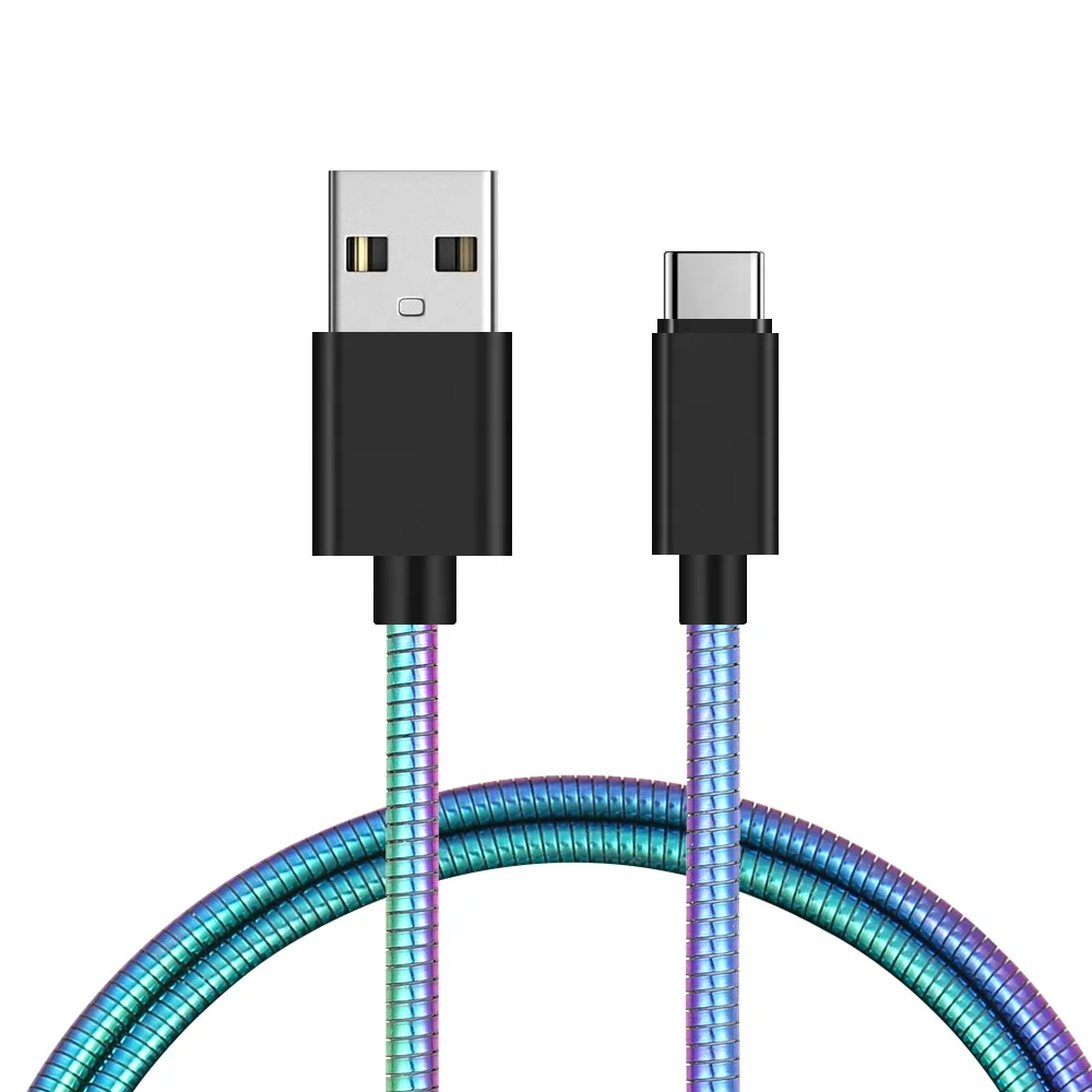 Лидер продаж металлическое пружинное Зарядное устройство USB для iPhone зарядный кабель индивидуальный Выдвижной USB-кабель Micro/Type c