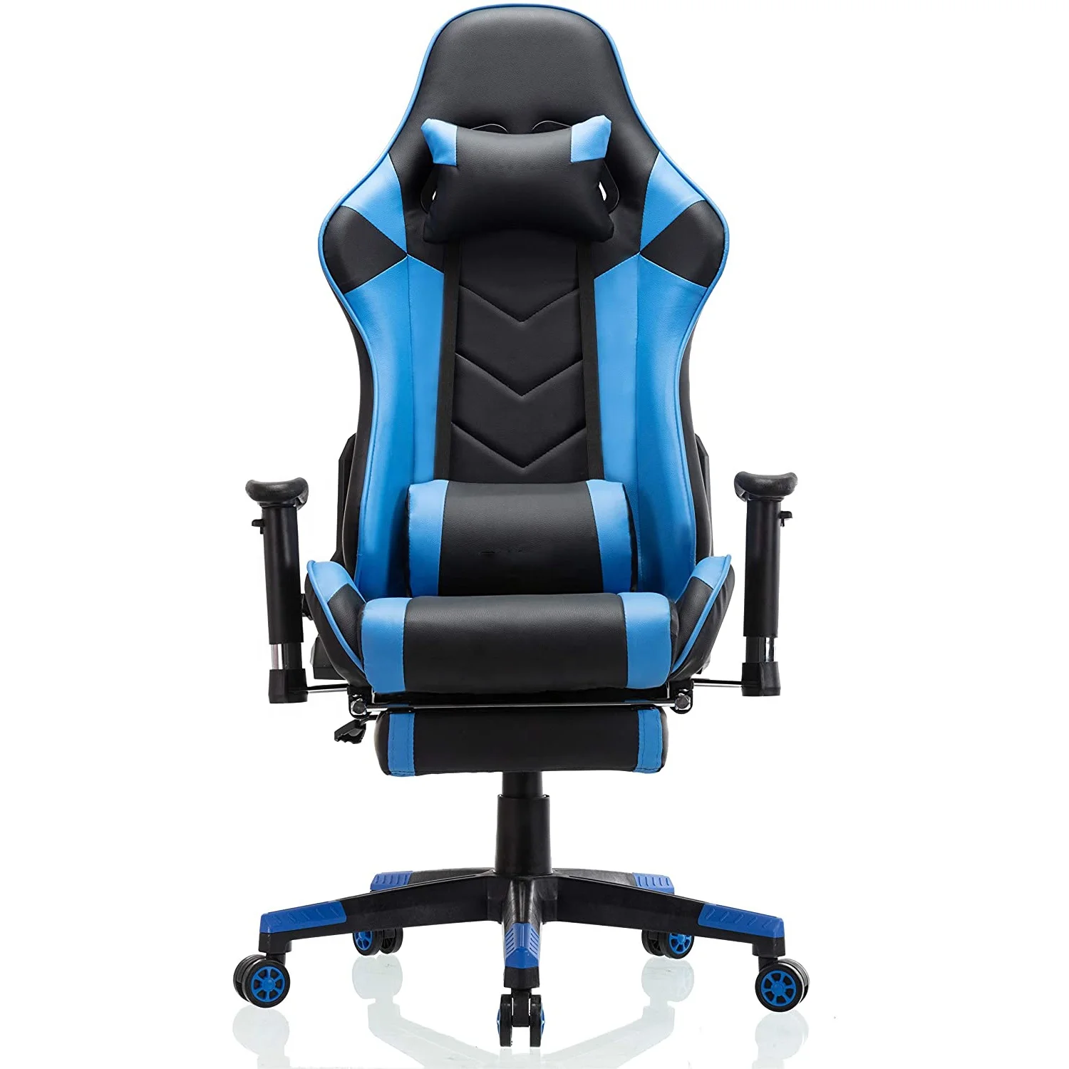 
Ergonomic High Quality Racing Blue Computer Gaming Chair With Footrest 