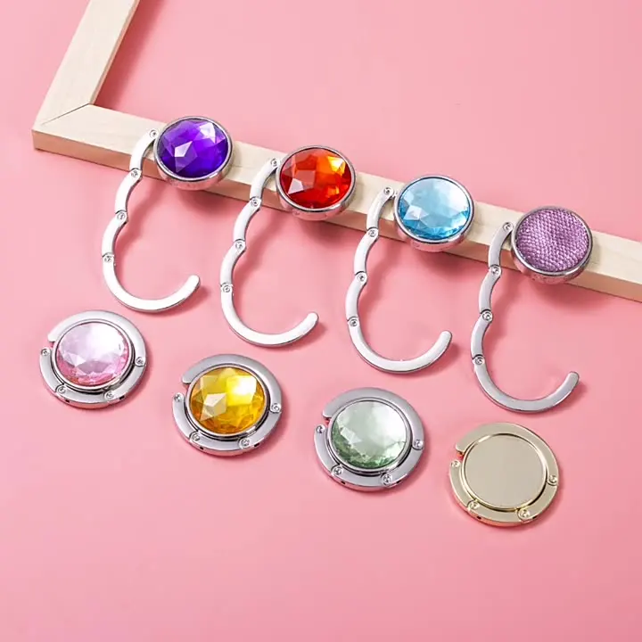 Portable folding crystal bag hanger table hook diamond bag buckle metal bag hanger hook