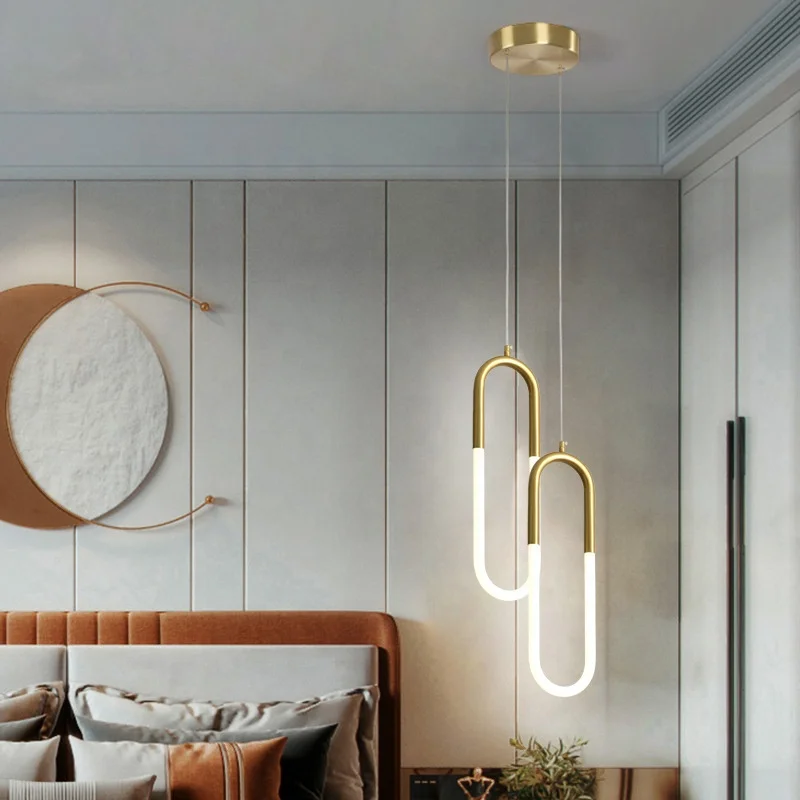Nordic U Shape Led Lamp Modern Gold Pendant Light Bedroom Dining Room Bar Pendant Light Chandelier
