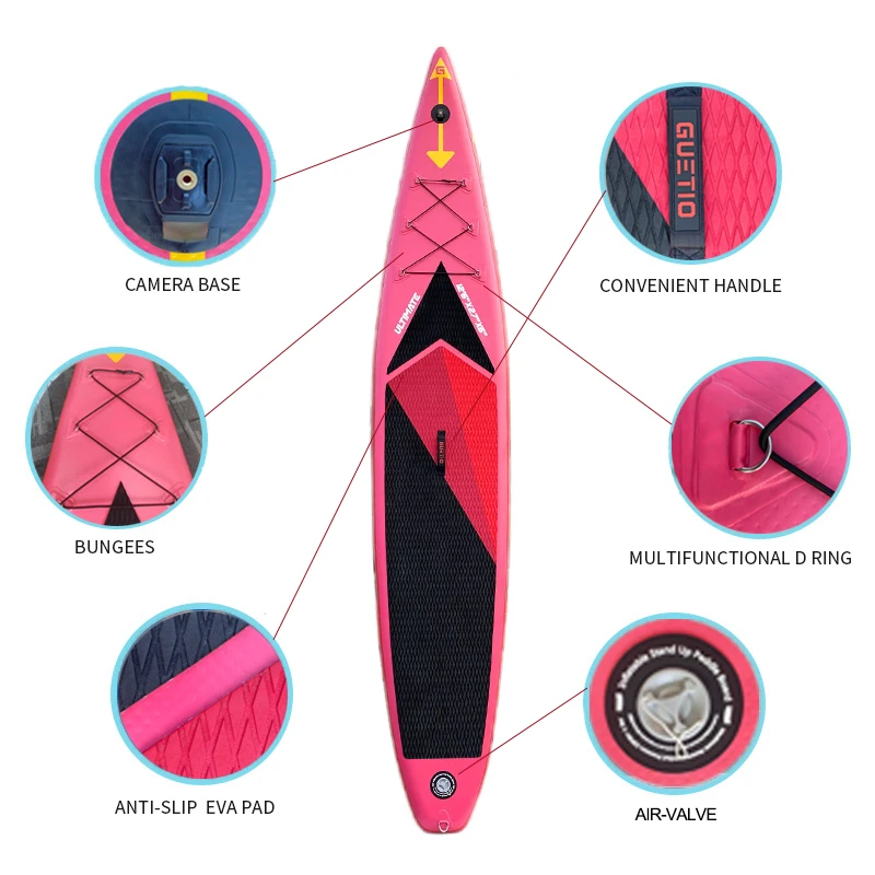 GUETIO Newly Designed Water Surfboard Inflatable Stand Up Paddle Board Racing Board