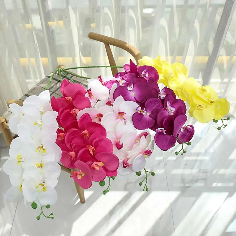 New Arrival Wholesale 9 Heads Artificial Phalaenopsis Butterfly Orchid Silk Orchids For Home Decor Ins Likes