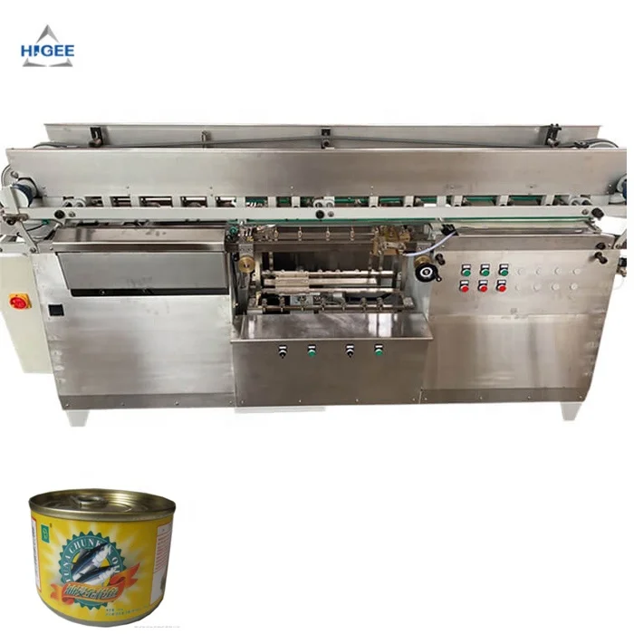 Automatic canned seafood cold glue labeling machine with empty can depalletizer packaging and labeling machine price