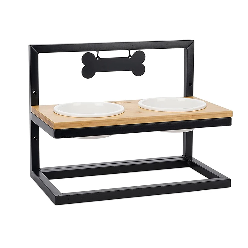 Самая популярная керамическая миска для собак с рамой из нержавеющей стали, поднимающаяся миска для собак