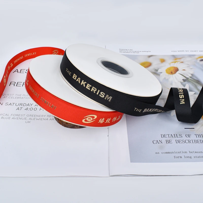 Экологически чистая Золотая лента для горячего тиснения на заказ корсажная с принтом в рулоне логотипом