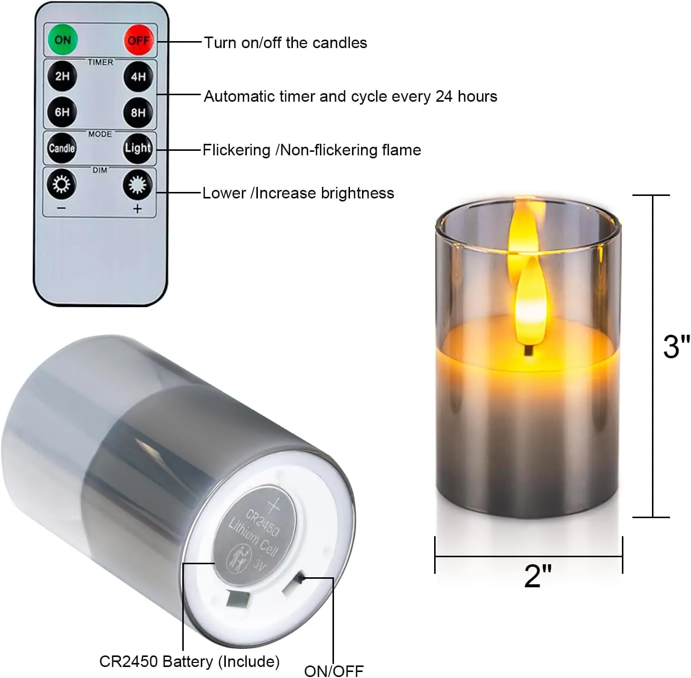 Homemory Glass Flameless Votive Candles with Timer Remote, 350+Hour Lasting Battery Operated Led Candles, Real Wax 3D Wick