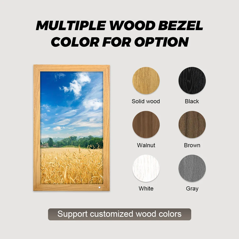 Digital Photo Frame Hd Advertising  Lcd Screen Display Video Art Picture 21.5 inch wood digital signage