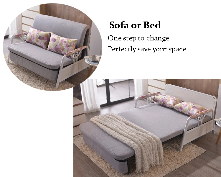 Modern fabric Double bed Folding sofa with Wheels for apartment school tiny home multi function Sofa bed