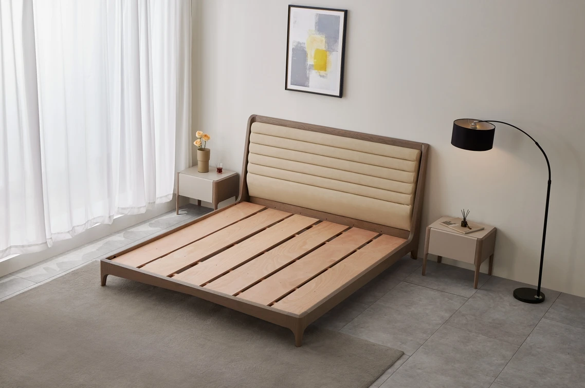 Huahe Luxury Hot Sale Modern Hotel Queen King Size Bed Italy Style Solid Wood Bed Bedroom Furniture Panel Platform Bed