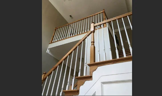 Modern House  Stair Pillar Design Balustrades Wood Plastic Composite Wpc Railing Accessories Staircase Handrails