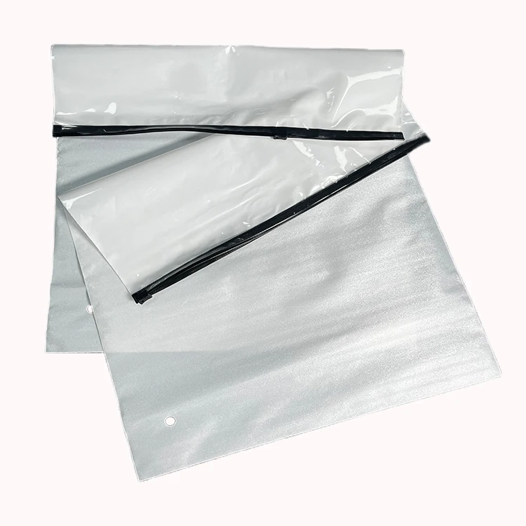 Wholesale Fashion High Quality In Stock New Product Pearl Cotton Transparent Plastic Black Ziplock Clothing Zipper Bag