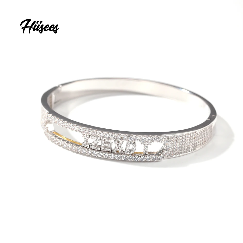 Hiisees Initial Moving Letter Bangle Custom Name Sliding Letters Bangles Hiphop Personalized Charms Bangle