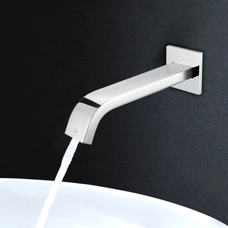 Modern Luxury  Brass Wall Mounted Auto Sensor Electronic Faucets with Single Ceramic Valve Core Bathroom Mixer Taps