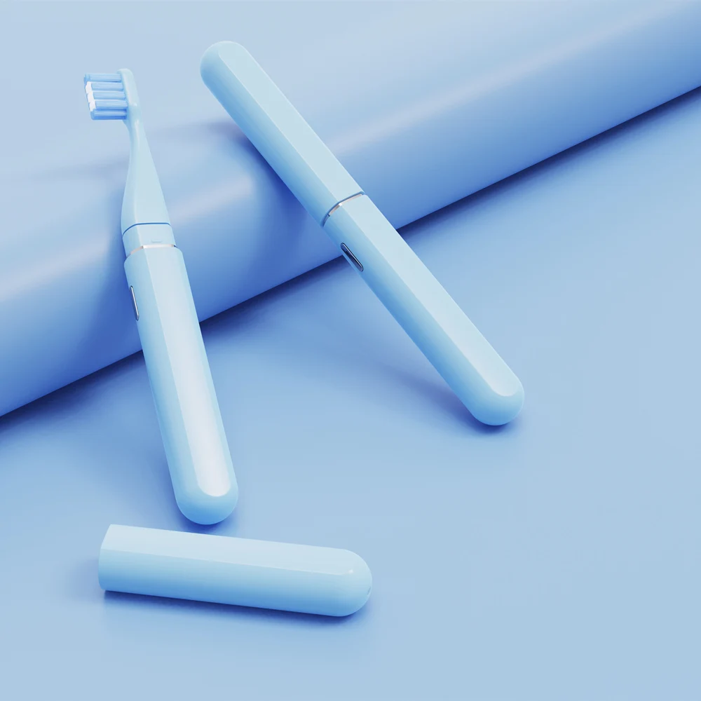 Clean Sensitive Mode Simple Portable Quip Slim 3A Battery Metal Sonic Shaver Electric Toothbrush Heads Black